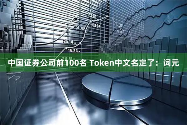 中国证券公司前100名 Token中文名定了：词元